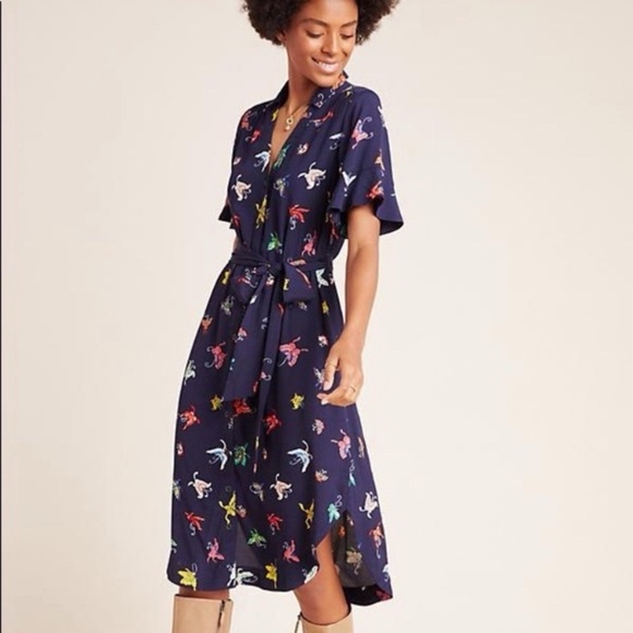 Anthropologie Dresses & Skirts - Maeve by Anthropologie Flutterby midi shirt dress- size Medium